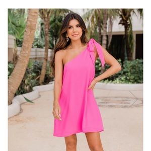 THRIVING ALL NIGHT MAGENTA ONE SHOULDER DRESS
